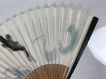 Japanese Paper Folding Fan Vtg Sensu Bamboo Frame Black Pond Koi Fish Carp 5D49-AD - Fan-chidorivintage.com