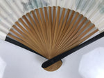 Japanese Paper Folding Fan Vtg Sensu Bamboo Frame Black Pond Koi Fish Carp 5D49-AD - Fan-chidorivintage.com