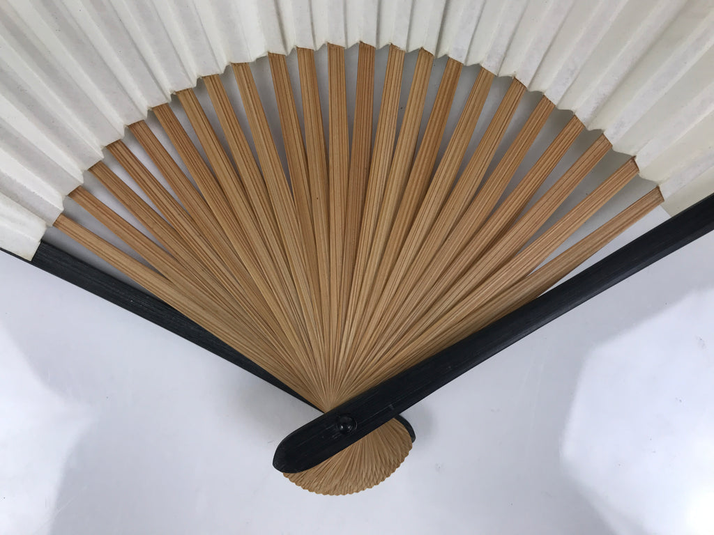Japanese Paper Folding Fan Vtg Sensu Bamboo Frame Black Pond Koi Fish Carp 5D49-AD - Fan-chidorivintage.com