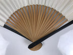 Japanese Paper Folding Fan Vtg Sensu Bamboo Frame Black Pond Koi Fish Carp 5D49-AD - Fan-chidorivintage.com