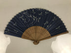 Japanese Paper Folding Fan Vtg Sensu Bamboo Frame Blue Pond Dragonflies 5D50-AD - Fan-chidorivintage.com