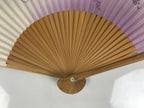 Japanese Paper Folding Fan Vtg Sensu Bamboo Frame Purple Wisteria Flowers 5D52-AD - Fan-chidorivintage.com