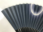 Japanese Paper Folding Fan Sensu Vtg Bamboo Frame Dark Blue Moon Kanji 5D98-AD - Fan-chidorivintage.com