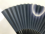 Japanese Paper Folding Fan Sensu Vtg Bamboo Frame Dark Blue Moon Kanji 5D98-AD - Fan-chidorivintage.com