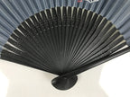 Japanese Paper Folding Fan Sensu Vtg Bamboo Frame Dark Blue Moon Kanji 5D98-AD - Fan-chidorivintage.com