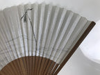 Japanese Paper Folding Fan Vtg Sensu Bamboo Frame Silver Plants Dragonfly 5D53-AD - Fan-chidorivintage.com