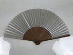 Japanese Paper Folding Fan Vtg Sensu Bamboo Frame Silver Plants Dragonfly 5D53-AD - Fan-chidorivintage.com