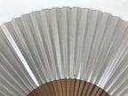 Japanese Paper Folding Fan Vtg Sensu Bamboo Frame Silver Plants Dragonfly 5D53-AD - Fan-chidorivintage.com