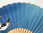 Japanese Paper Folding Fan Vtg Sensu Bamboo Cutout Frame Penguins Blue 5D54-AD - Fan-chidorivintage.com