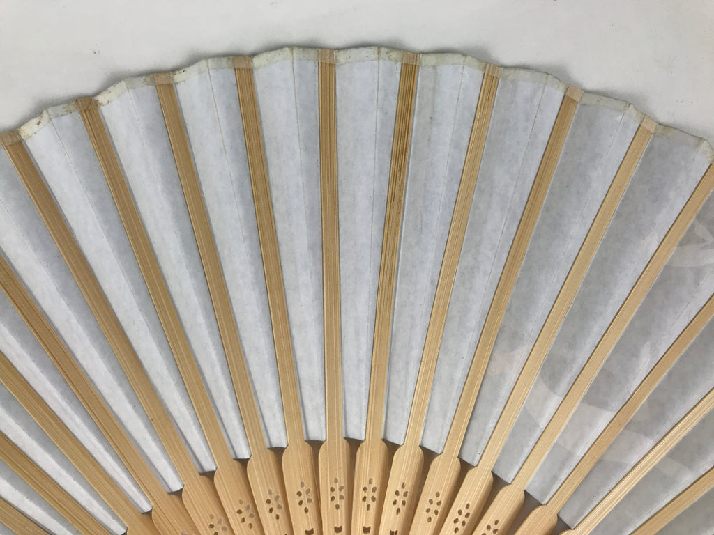 Japanese Paper Folding Fan Vtg Sensu Bamboo Cutout Frame Penguins Blue 5D54-AD - Fan-chidorivintage.com