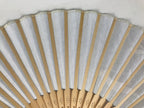 Japanese Paper Folding Fan Vtg Sensu Bamboo Cutout Frame Penguins Blue 5D54-AD - Fan-chidorivintage.com