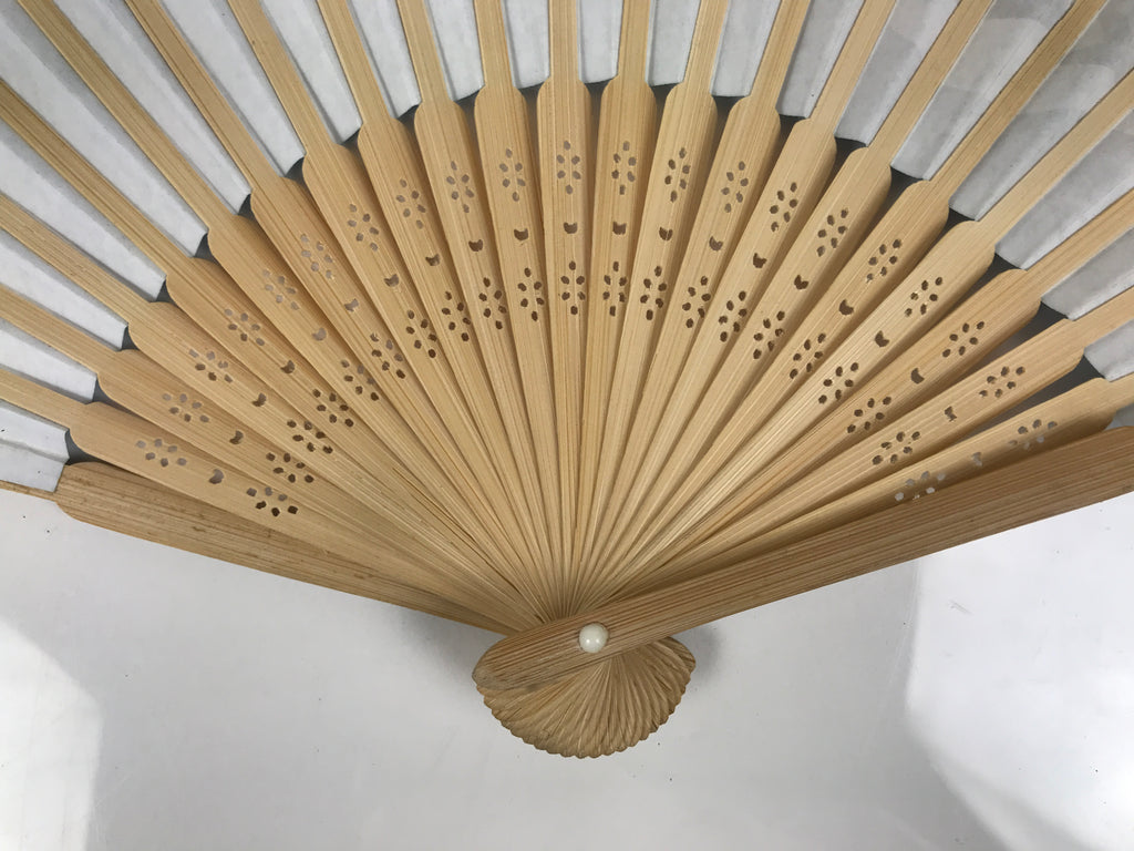 Japanese Paper Folding Fan Vtg Sensu Bamboo Cutout Frame Penguins Blue 5D54-AD - Fan-chidorivintage.com