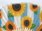Japanese Fabric Folding Fan Sensu Vtg Bamboo Frame Sunflowers Himawari 5D55-AD - Fan-chidorivintage.com