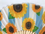 Japanese Fabric Folding Fan Sensu Vtg Bamboo Frame Sunflowers Himawari 5D55-AD - Fan-chidorivintage.com