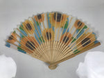 Japanese Fabric Folding Fan Sensu Vtg Bamboo Frame Sunflowers Himawari 5D55-AD - Fan-chidorivintage.com