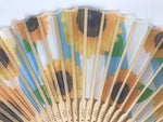 Japanese Fabric Folding Fan Sensu Vtg Bamboo Frame Sunflowers Himawari 5D55-AD - Fan-chidorivintage.com