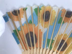 Japanese Fabric Folding Fan Sensu Vtg Bamboo Frame Sunflowers Himawari 5D55-AD - Fan-chidorivintage.com