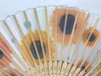 Japanese Fabric Folding Fan Sensu Vtg Bamboo Frame Sunflowers Himawari 5D56-AD - Fan-chidorivintage.com