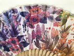 Japanese Fabric Folding Fan Sensu Vtg Bamboo Frame Rainbow Color Flowers 5D57-AD - Fan-chidorivintage.com