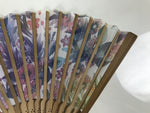 Japanese Fabric Folding Fan Sensu Vtg Bamboo Frame Rainbow Color Flowers 5D57-AD - Fan-chidorivintage.com