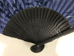Japanese Fabric Folding Fan Sensu Vtg Bamboo Frame Evening Fireflies Blue 5D58-AD - Fan-chidorivintage.com