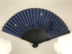 Japanese Fabric Folding Fan Sensu Vtg Bamboo Frame Evening Fireflies Blue 5D58-AD - Fan-chidorivintage.com
