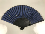 Japanese Fabric Folding Fan Sensu Vtg Bamboo Frame Evening Fireflies Blue 5D58-AD - Fan-chidorivintage.com