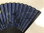 Japanese Fabric Folding Fan Sensu Vtg Bamboo Frame Evening Fireflies Blue 5D58-AD - Fan-chidorivintage.com