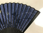 Japanese Fabric Folding Fan Sensu Vtg Bamboo Frame Evening Fireflies Blue 5D58-AD - Fan-chidorivintage.com