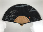 Japanese Fabric Folding Fan Sensu Vtg Bamboo Frame Evening Scene Black 5D60-AD - Fan-chidorivintage.com