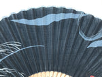 Japanese Fabric Folding Fan Sensu Vtg Bamboo Frame Evening Scene Black 5D60-AD - Fan-chidorivintage.com
