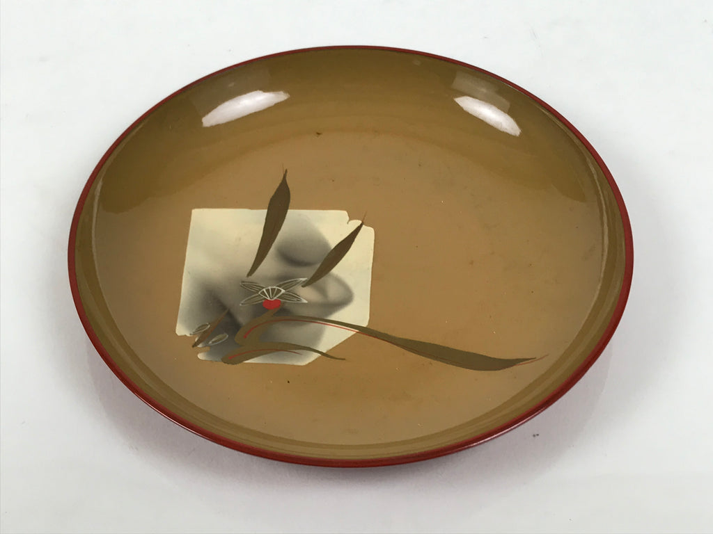 Japanese Lacquer Replica Resin Meimeizara Small Plate Tea Ceremony Floral L656-KT - Lacquerware-chidorivintage.com