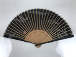 Japanese Fabric Folding Fan Sensu Vtg Bamboo Frame Evening Scene Black 5D60-AD - Fan-chidorivintage.com