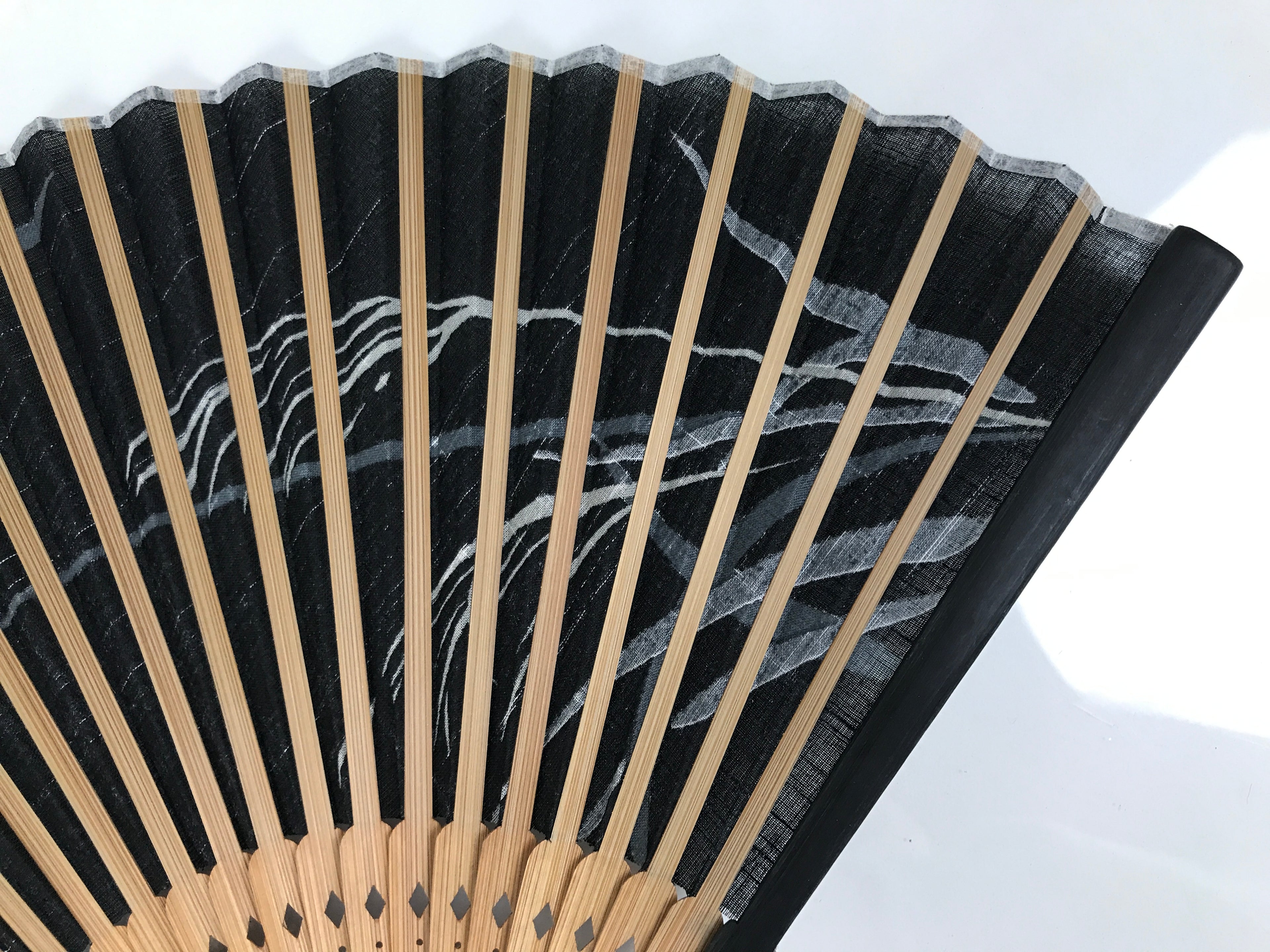 Japanese Fabric Folding Fan Sensu Vtg Bamboo Frame Evening Scene Black 5D60-AD - Fan-chidorivintage.com