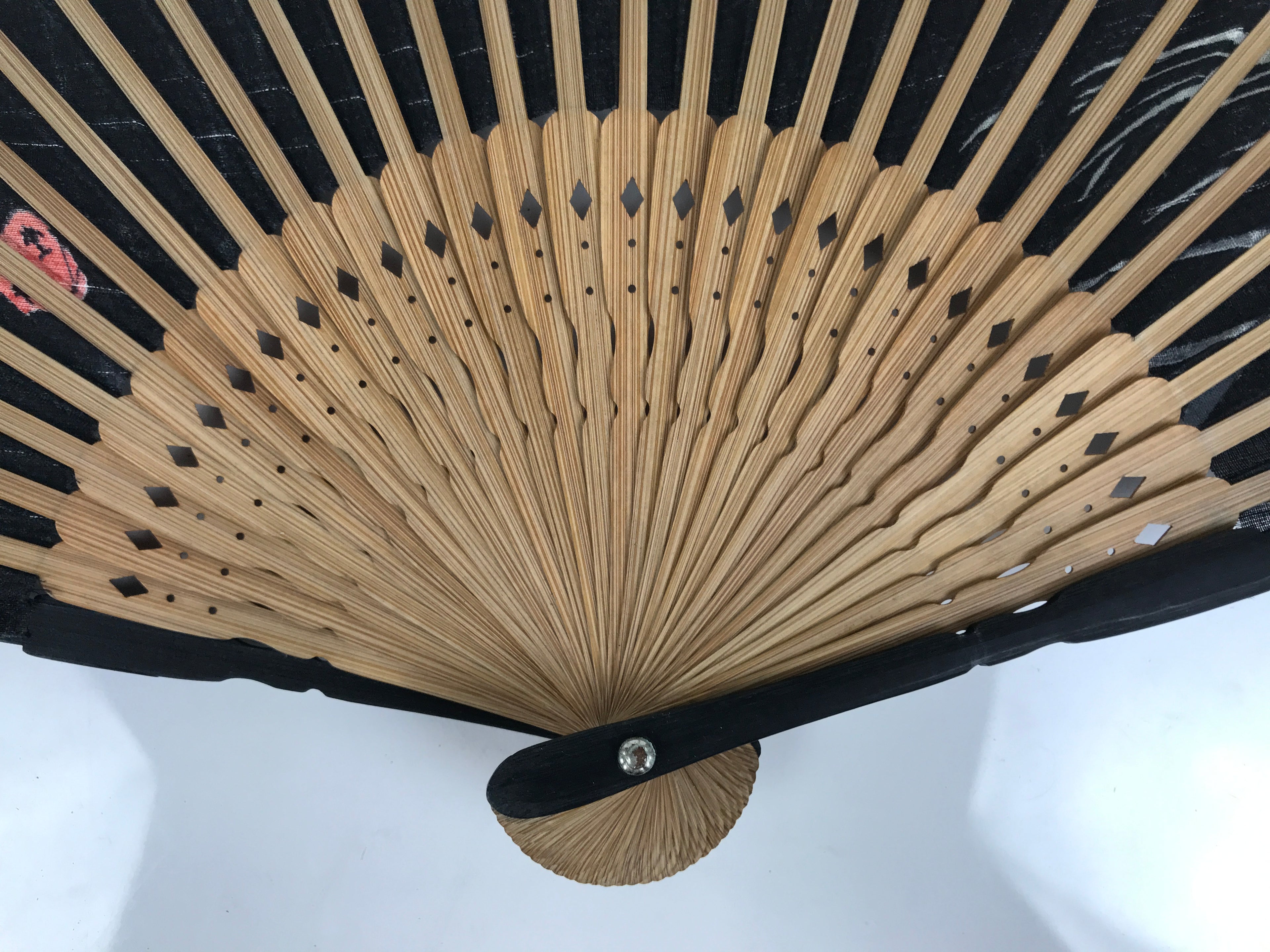 Japanese Fabric Folding Fan Sensu Vtg Bamboo Frame Evening Scene Black 5D60-AD - Fan-chidorivintage.com