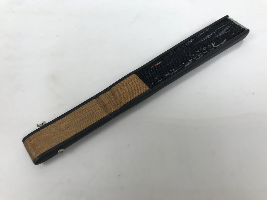 Japanese Fabric Folding Fan Sensu Vtg Bamboo Frame Evening Scene Black 5D60-AD - Fan-chidorivintage.com