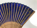 Japanese Fabric Folding Fan Vtg Sensu Bamboo Frame Blue Nagoya Castle 5D99-AD - Fan-chidorivintage.com