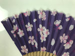 Japanese Fabric Folding Fan Sensu Vtg Bamboo Frame Cherry Blossoms Purple 5D61-AD - Fan-chidorivintage.com