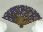 Japanese Fabric Folding Fan Sensu Vtg Bamboo Frame Cherry Blossoms Purple 5D61-AD - Fan-chidorivintage.com