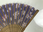Japanese Fabric Folding Fan Sensu Vtg Bamboo Frame Cherry Blossoms Purple 5D61-AD - Fan-chidorivintage.com