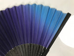 Japanese Fabric Folding Fan Sensu Vtg Bamboo Frame Purple Blue Gradient 5D62-AD - Fan-chidorivintage.com