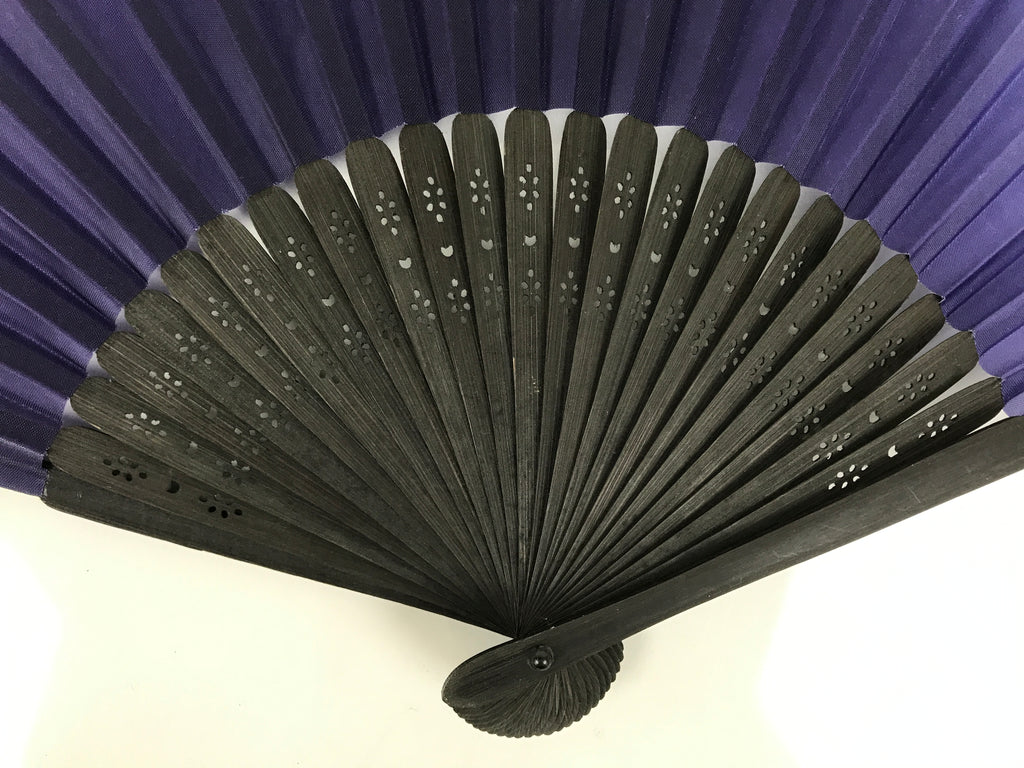 Japanese Fabric Folding Fan Sensu Vtg Bamboo Frame Purple Blue Gradient 5D62-AD - Fan-chidorivintage.com