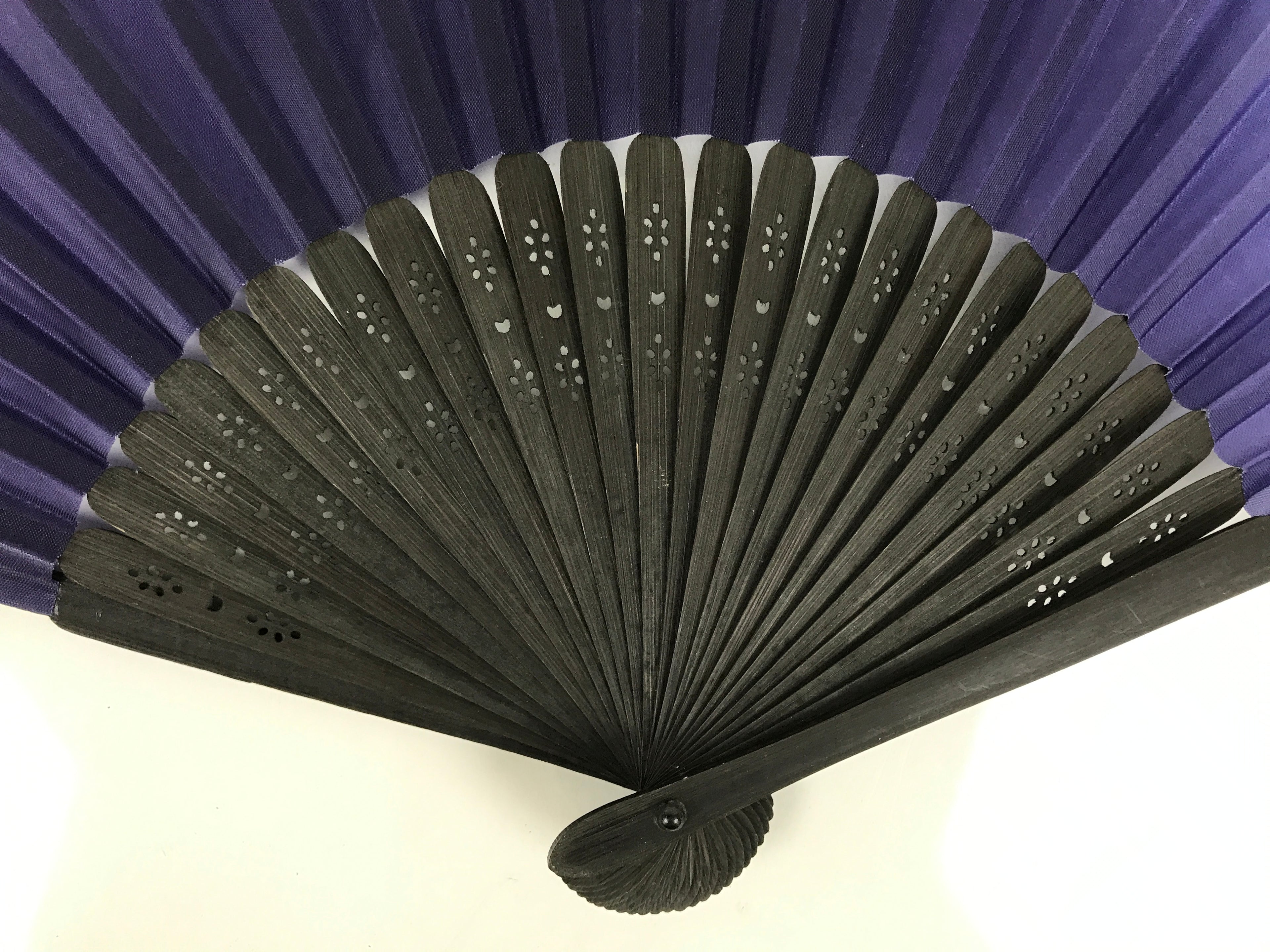 Japanese Fabric Folding Fan Sensu Vtg Bamboo Frame Purple Blue Gradient 5D62-AD - Fan-chidorivintage.com