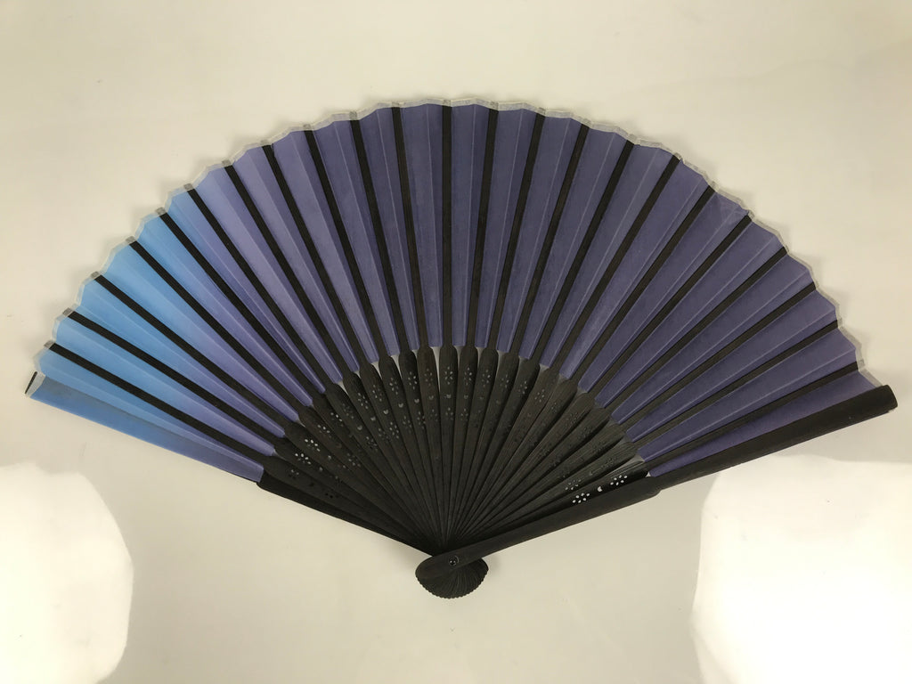 Japanese Fabric Folding Fan Sensu Vtg Bamboo Frame Purple Blue Gradient 5D62-AD - Fan-chidorivintage.com