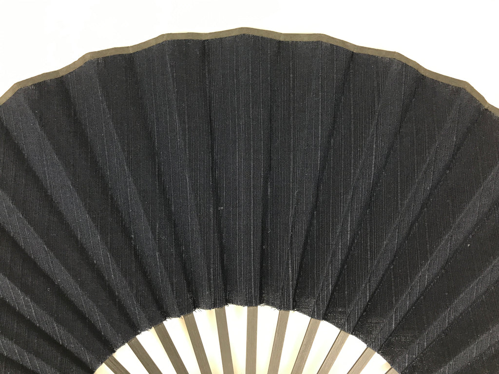 Japanese Fabric Folding Fan Sensu Vtg Black Bamboo Frame Plain Navy Blue 5D63-AD - Fan-chidorivintage.com