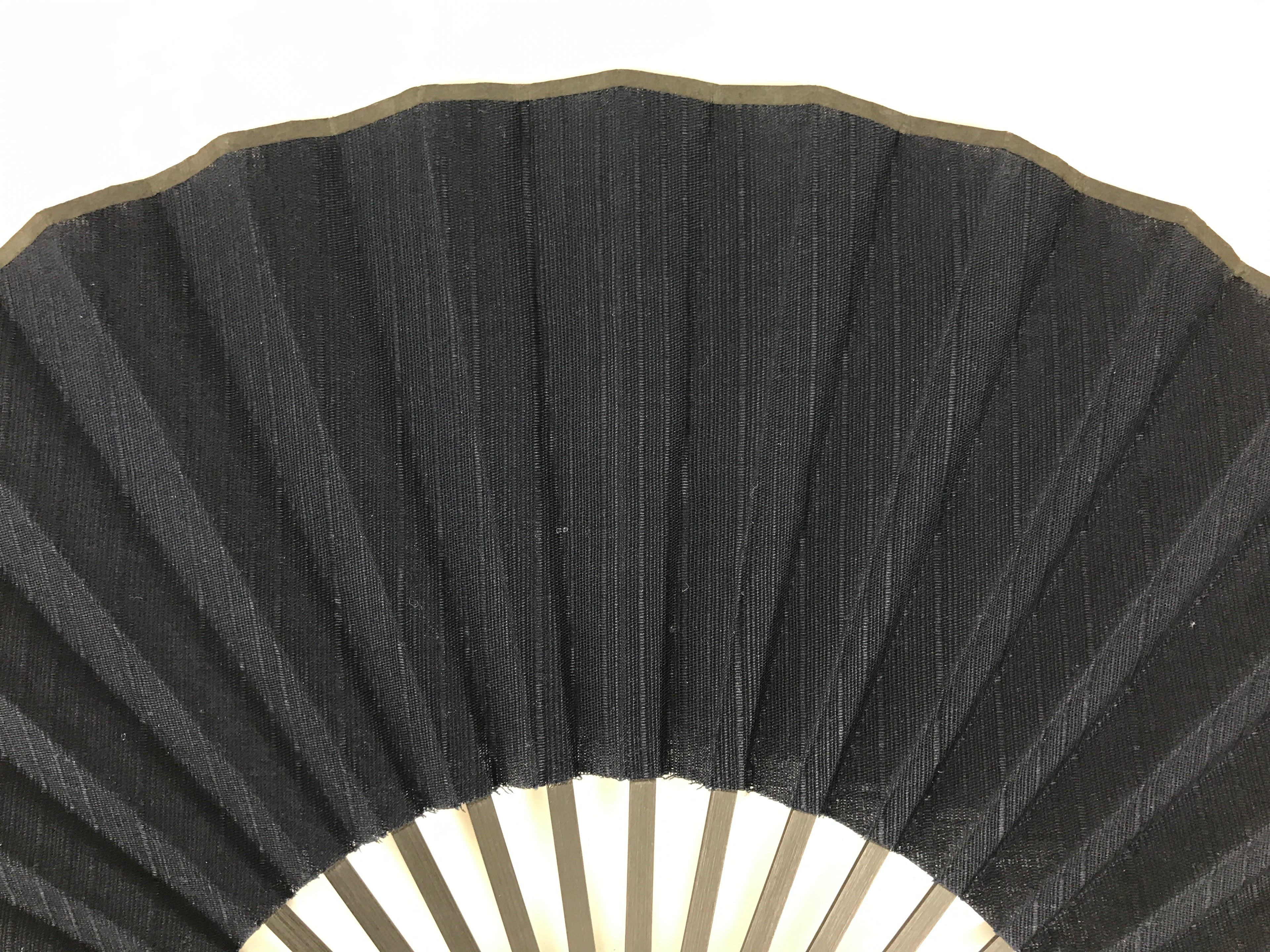 Japanese Fabric Folding Fan Sensu Vtg Black Bamboo Frame Plain Navy Blue 5D63-AD - Fan-chidorivintage.com