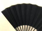 Japanese Fabric Folding Fan Sensu Vtg Black Bamboo Frame Plain Navy Blue 5D63-AD - Fan-chidorivintage.com
