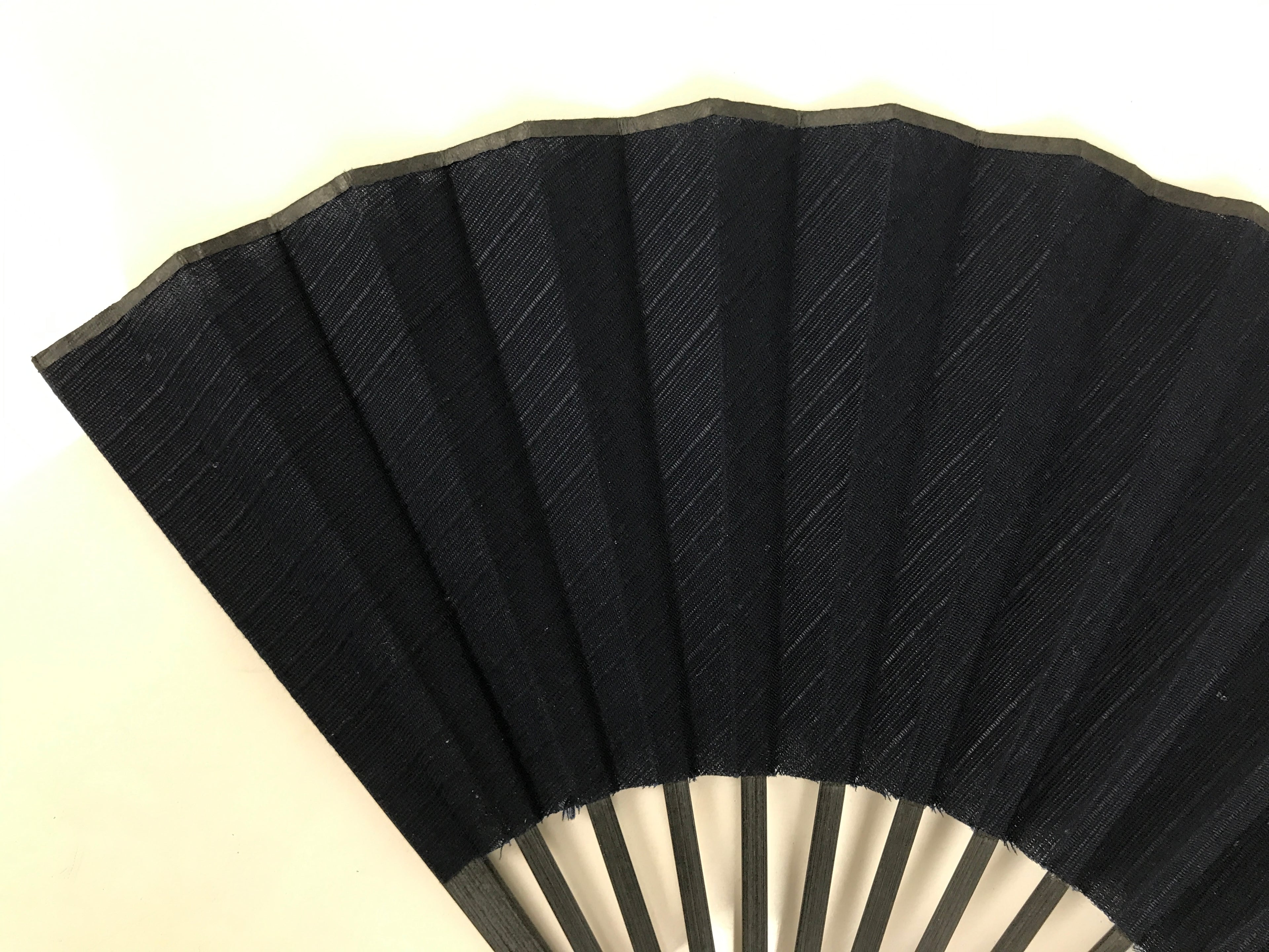 Japanese Fabric Folding Fan Sensu Vtg Black Bamboo Frame Plain Navy Blue 5D63-AD - Fan-chidorivintage.com