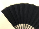 Japanese Fabric Folding Fan Sensu Vtg Black Bamboo Frame Plain Navy Blue 5D63-AD - Fan-chidorivintage.com