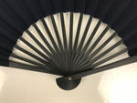 Japanese Fabric Folding Fan Sensu Vtg Black Bamboo Frame Plain Navy Blue 5D63-AD - Fan-chidorivintage.com